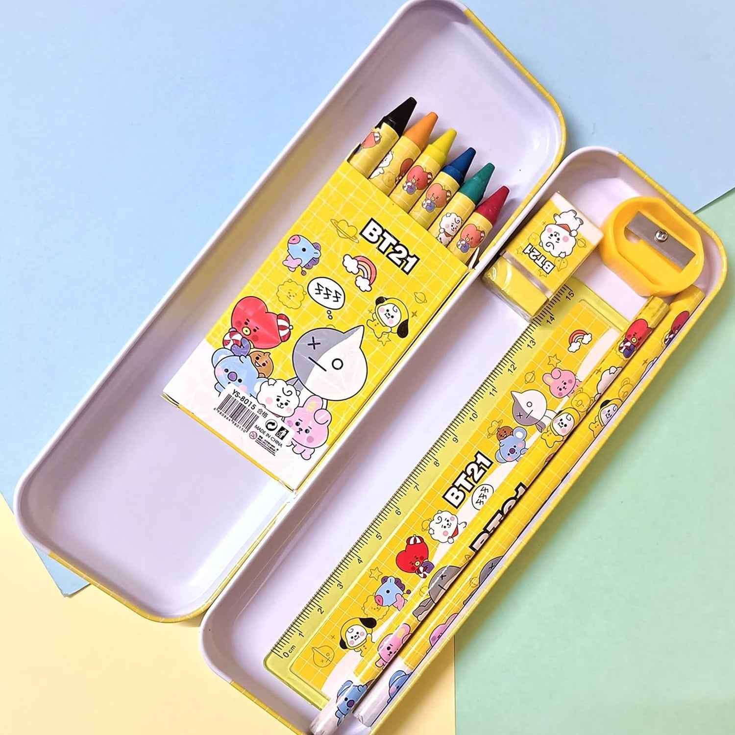 Stationery Kit for Kids – 12 Pc Metal Pencil Box Set | ScribbleJoy