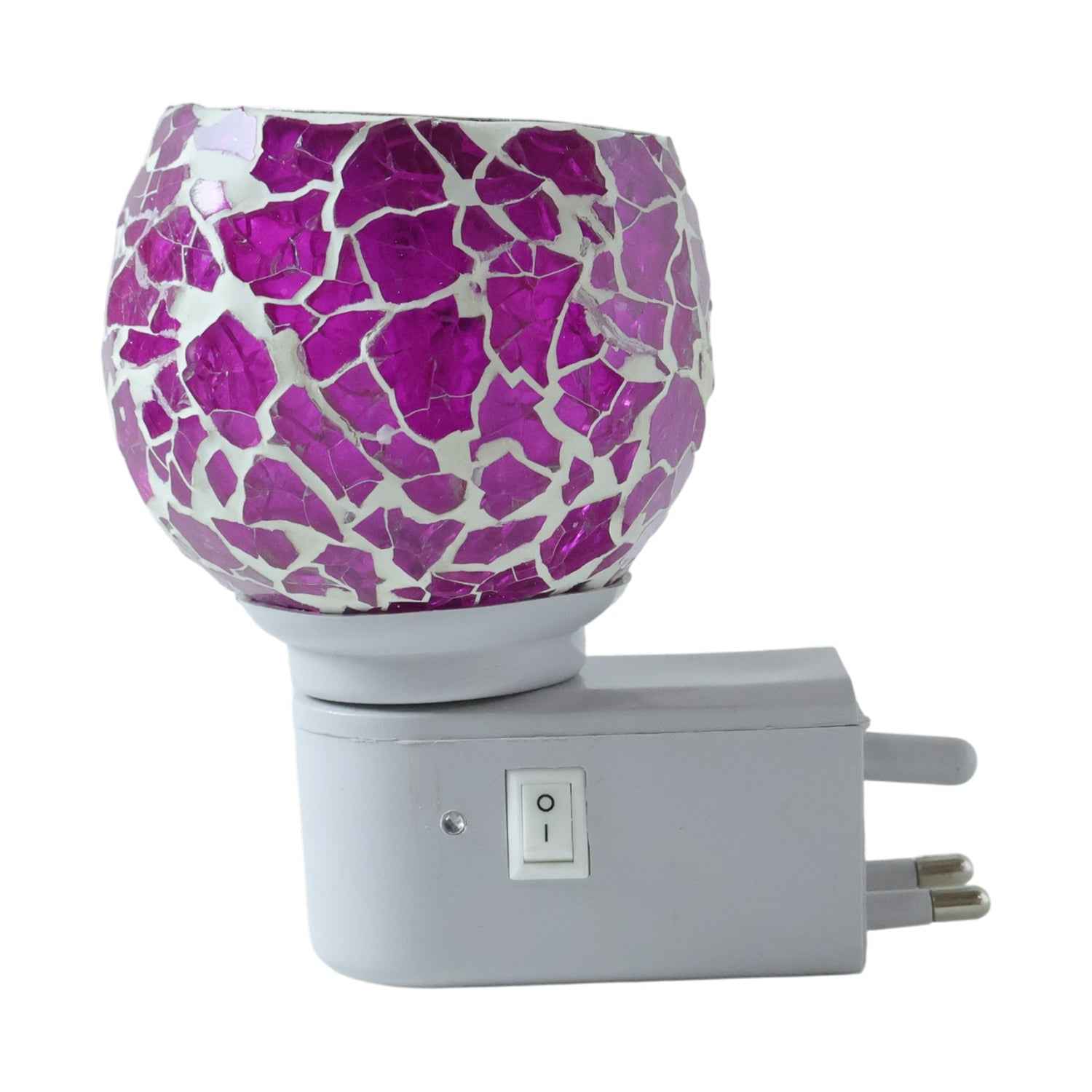Plug-In Aroma Diffuser Lamp – Purple Mosaic Glass Night Light