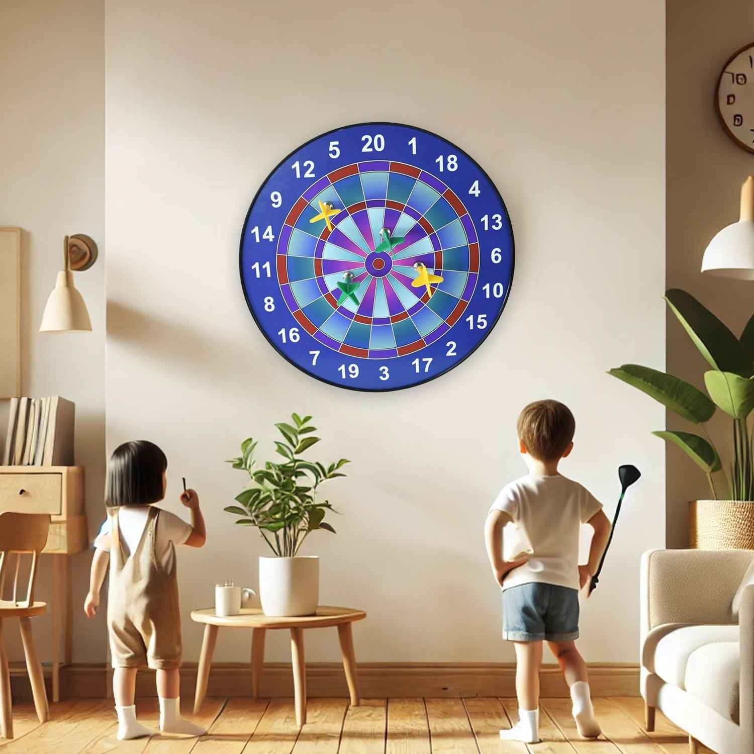 Magnetic Dartboard – Safe Indoor Game Set with 4 Colorful Darts