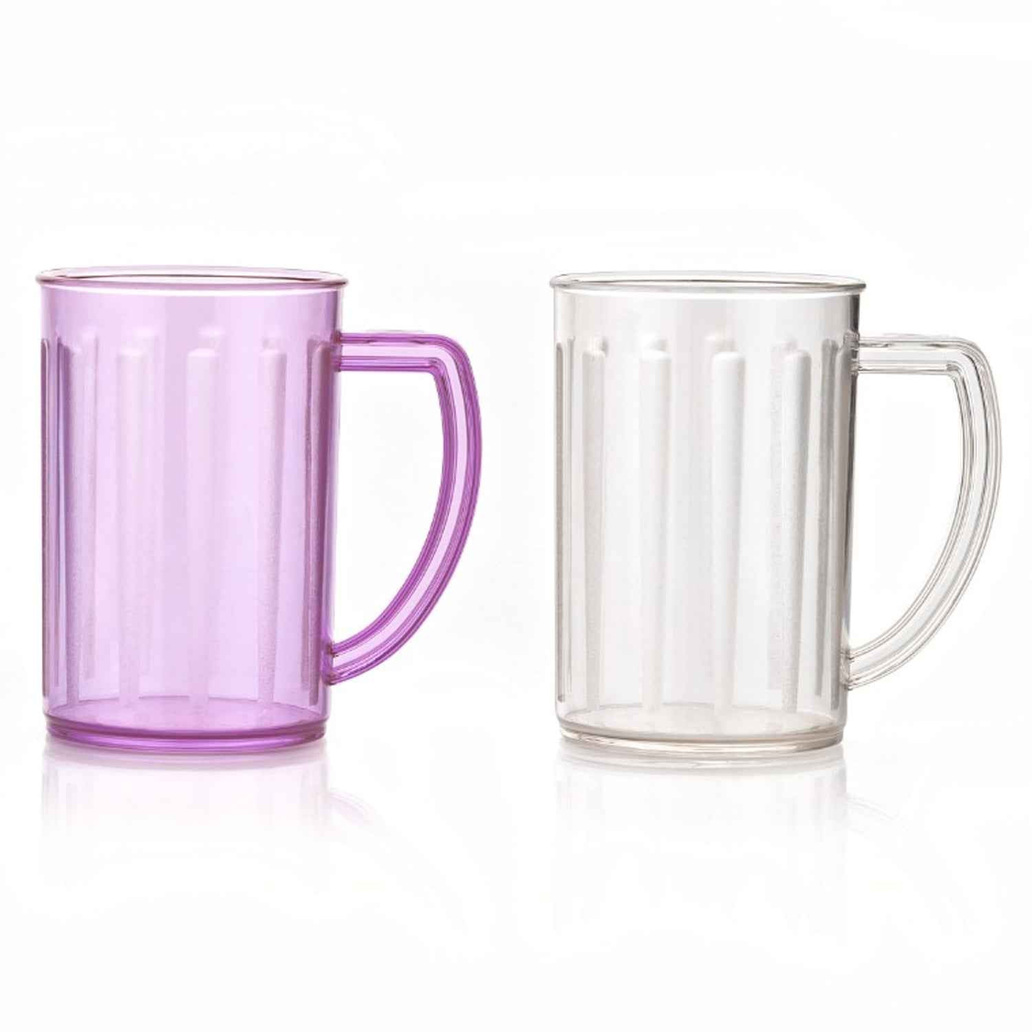 Unbreakable Plastic Glasses – Clear, Handled (Set of 2) | TableNest