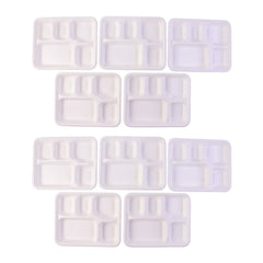 Stacked biodegradable sugarcane fiber meal trays ready for sustainable catering use