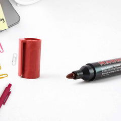 Red permanent marker used for labeling documents and packages