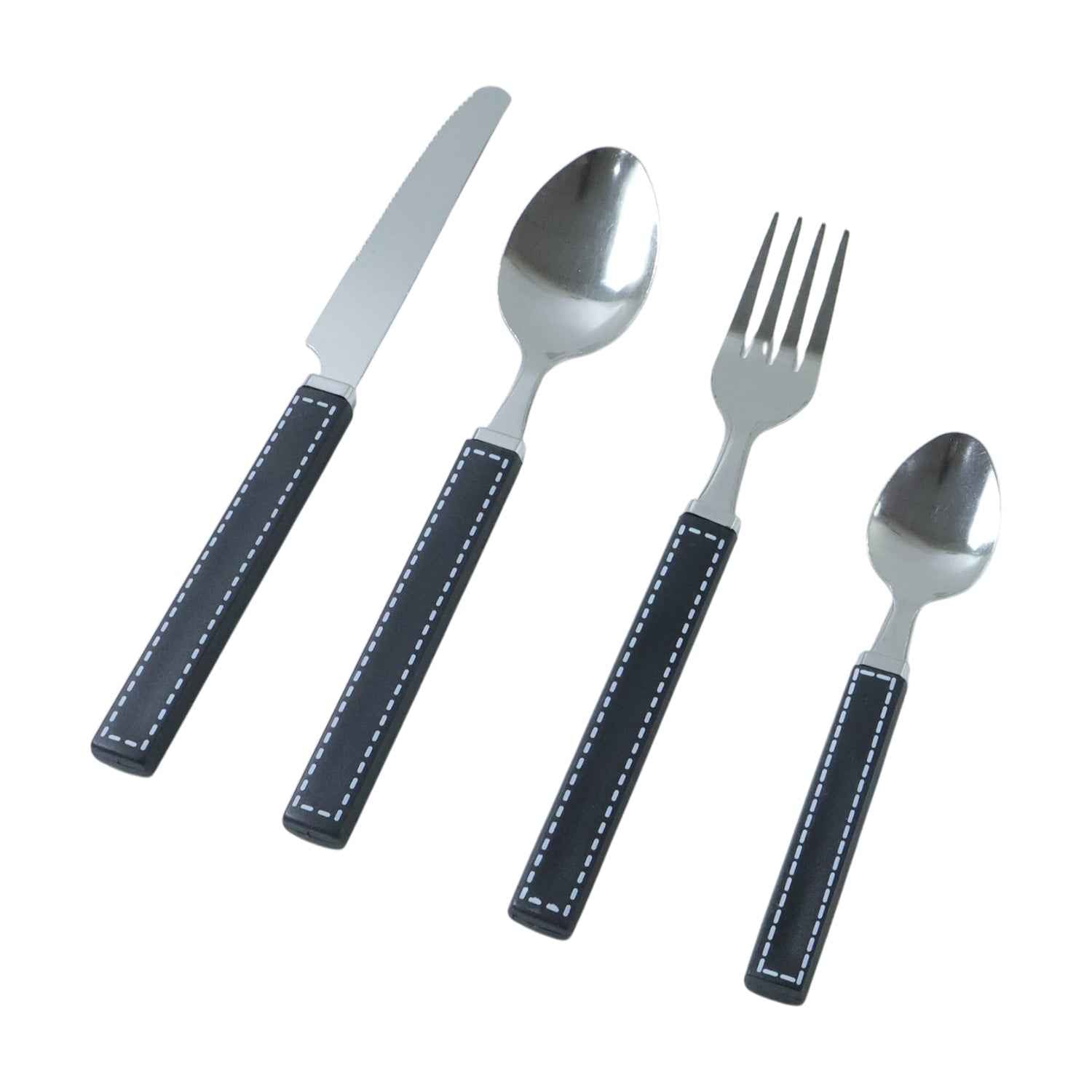 Stainless Steel Cutlery Set – 24-Piece with Plastic Handles & Tray