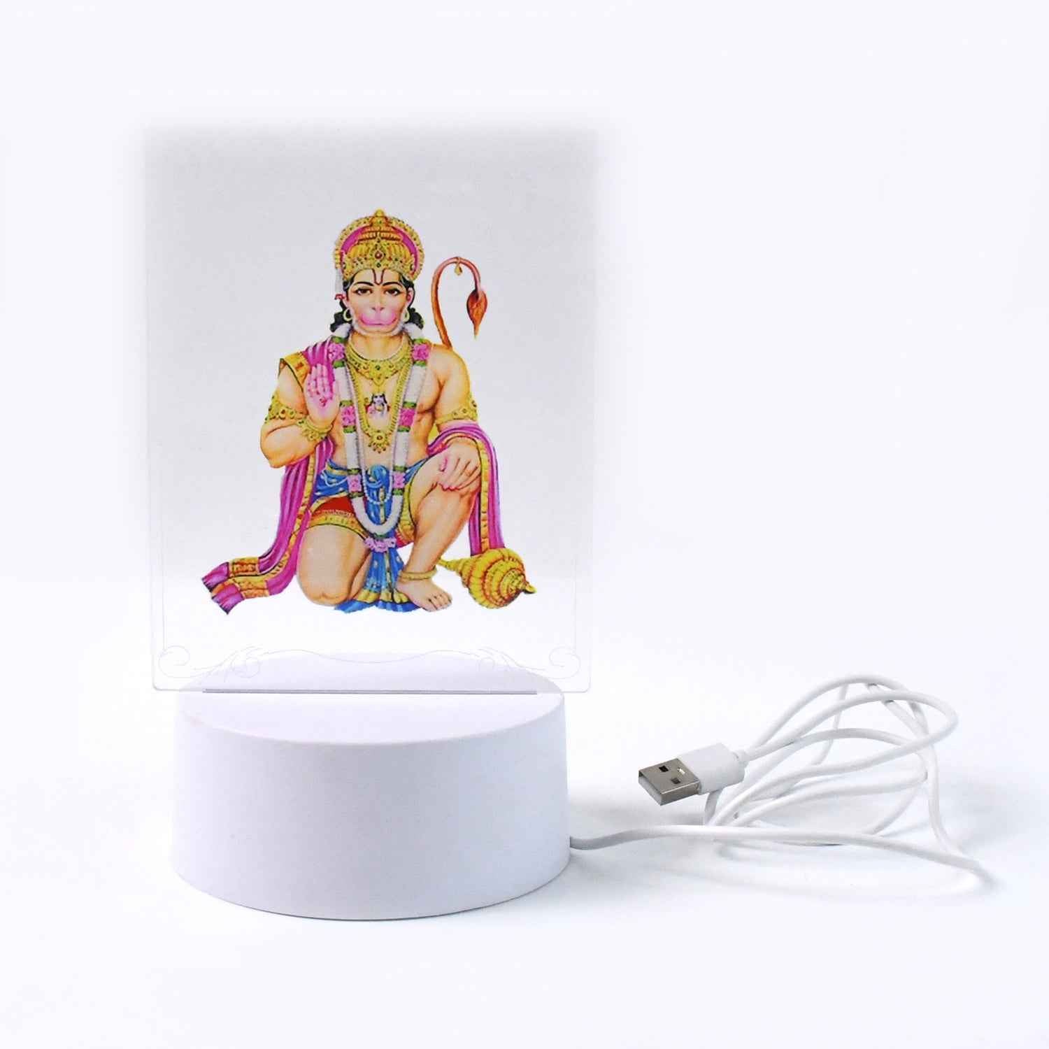 3D Lord Hanuman Frame with Soft White LED Light – Spiritual Decor