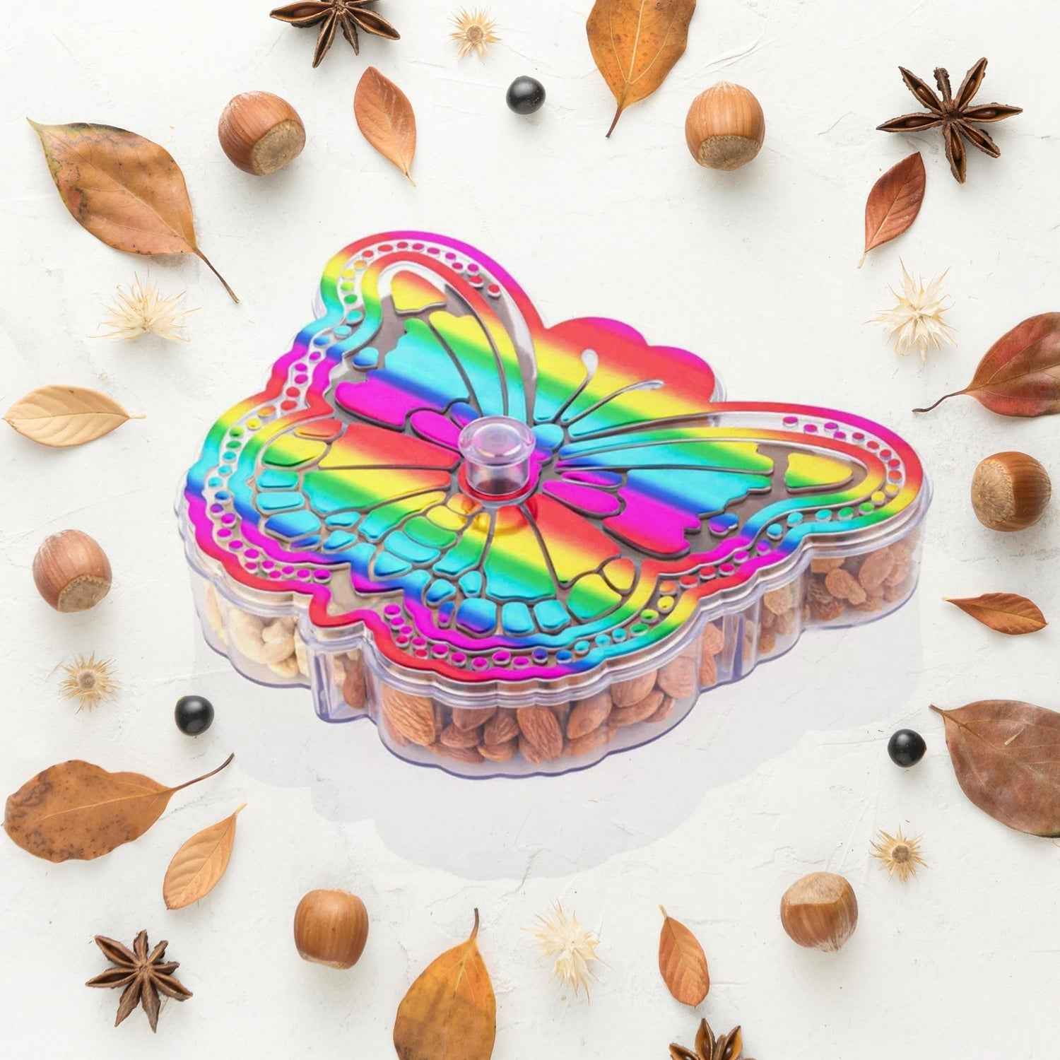 Butterfly Dry Fruit Box – 4-Compartment Storage | Tidy Table