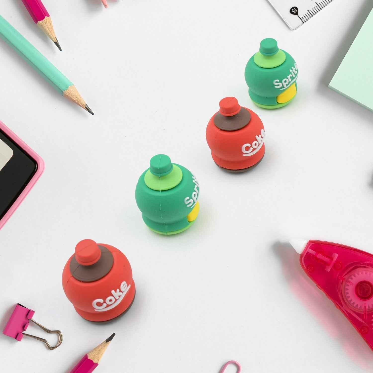 Bottle Shape Pencil Sharpener – 2-in-1 Eraser Set | JubileeJoy