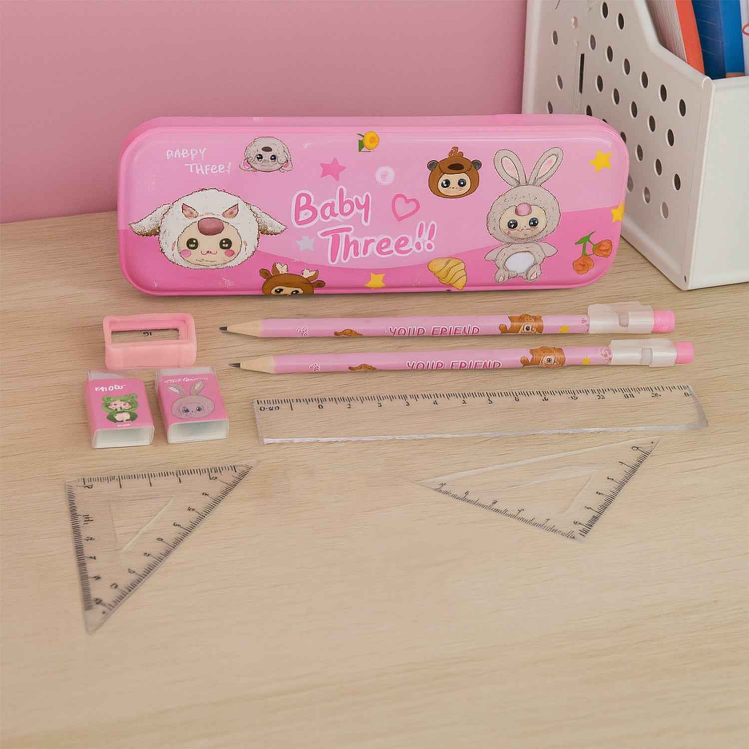 Cartoon Stationery Set for Kids – Complete 14-Piece School Supplies