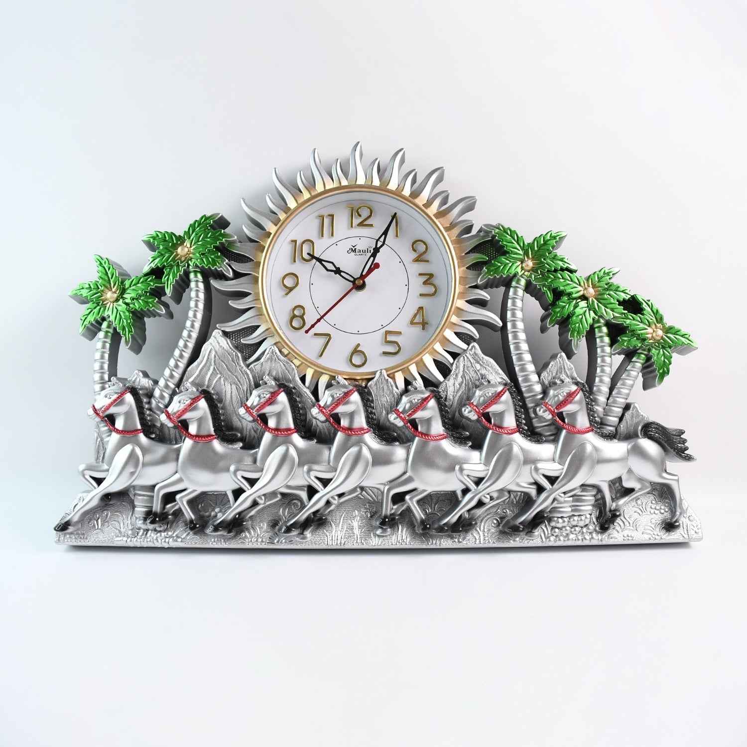 Plastic Wall Clock – Silent Sweep with Running Horse Design
