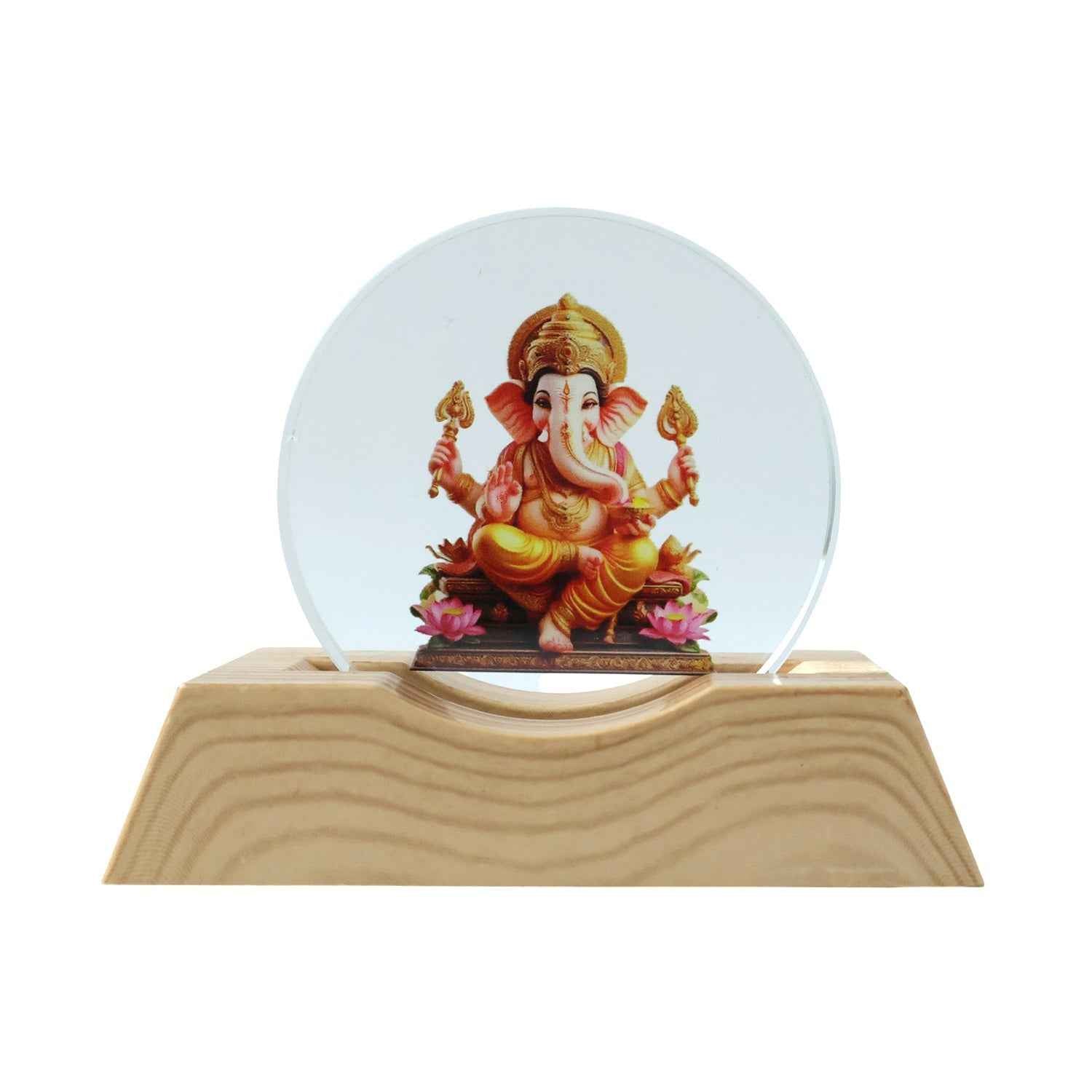 3D Lord Ganesha Acrylic LED Night Lamp – Warm Golden Glow