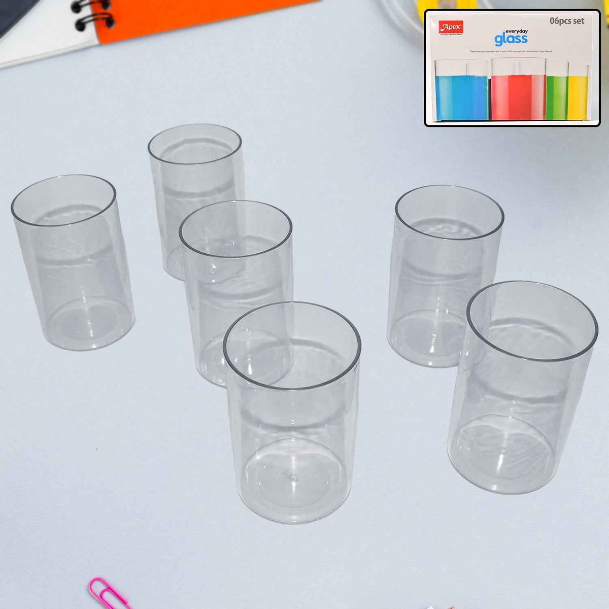 Durable plastic glass set tumblers with clear, glass-like finish