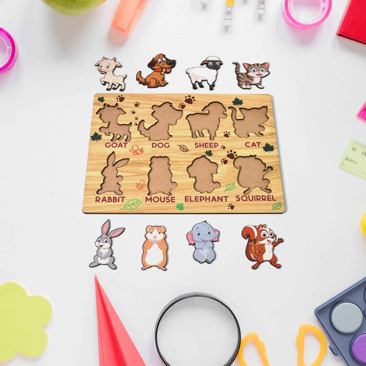 Wooden Animal Puzzle – Educational Learning Board | Inventive Play