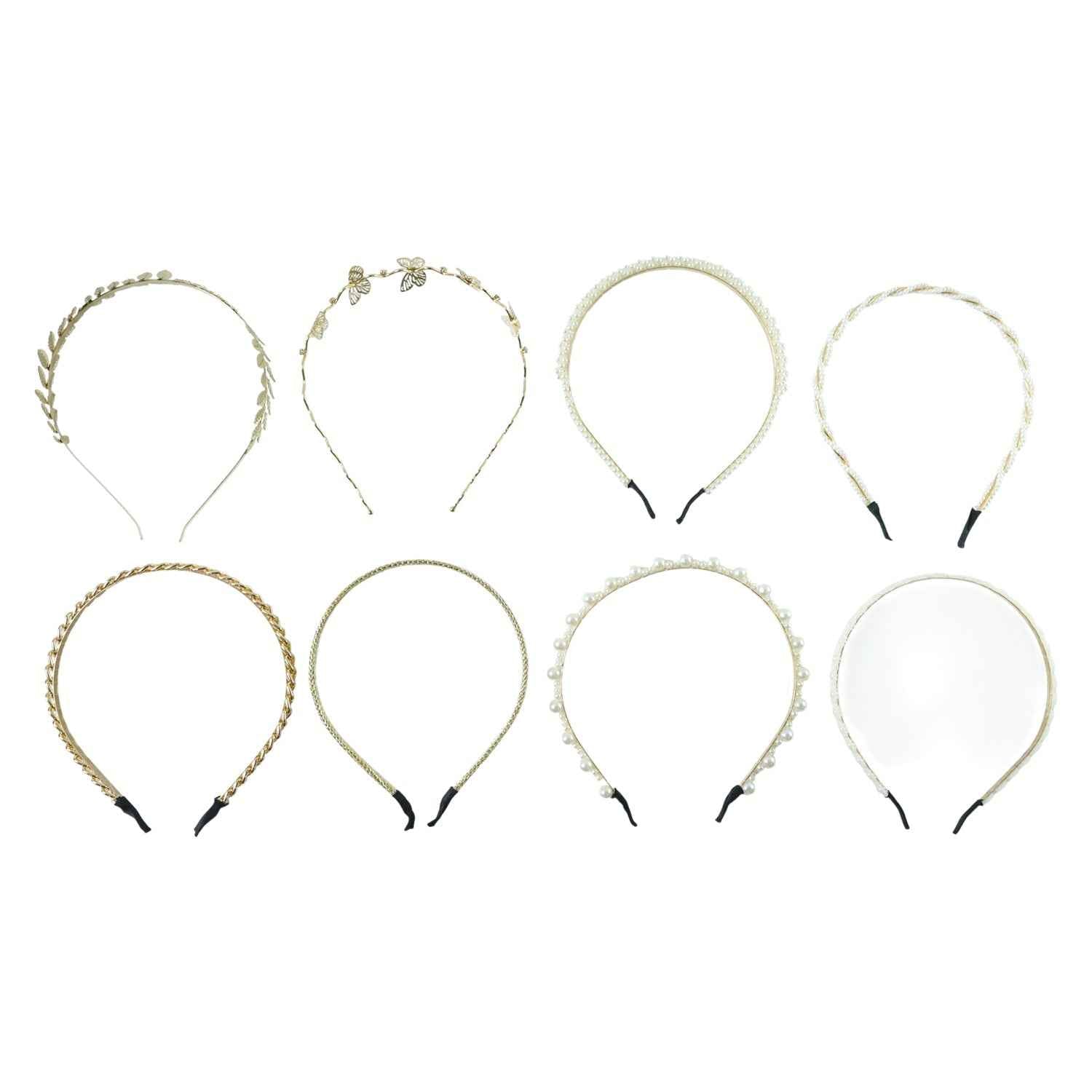Designer Hair Band Set – Elegant 8-Piece Pearl & Floral Collection