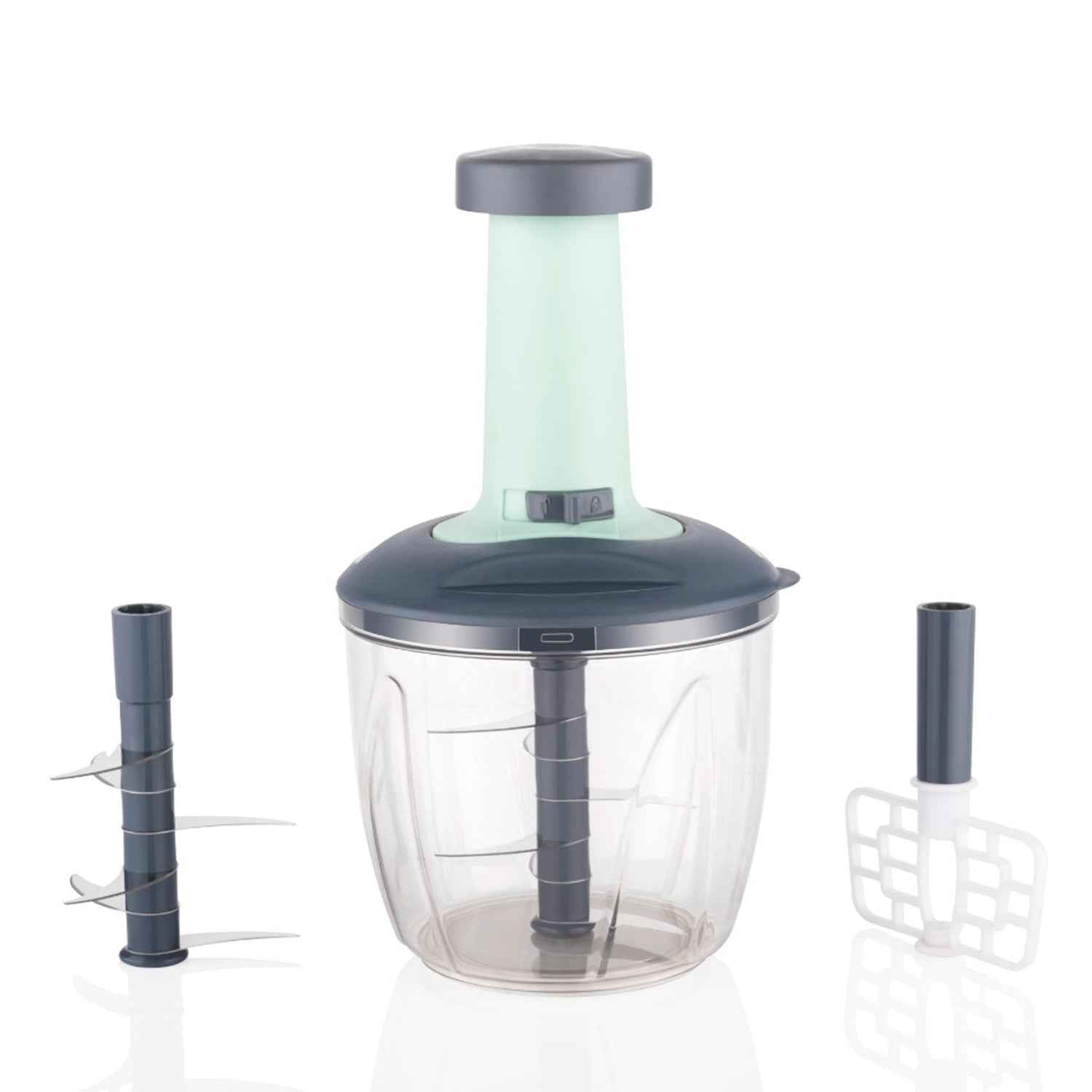 Freshly chopped vegetables inside the 1100ml food chopper, ready for cooking.