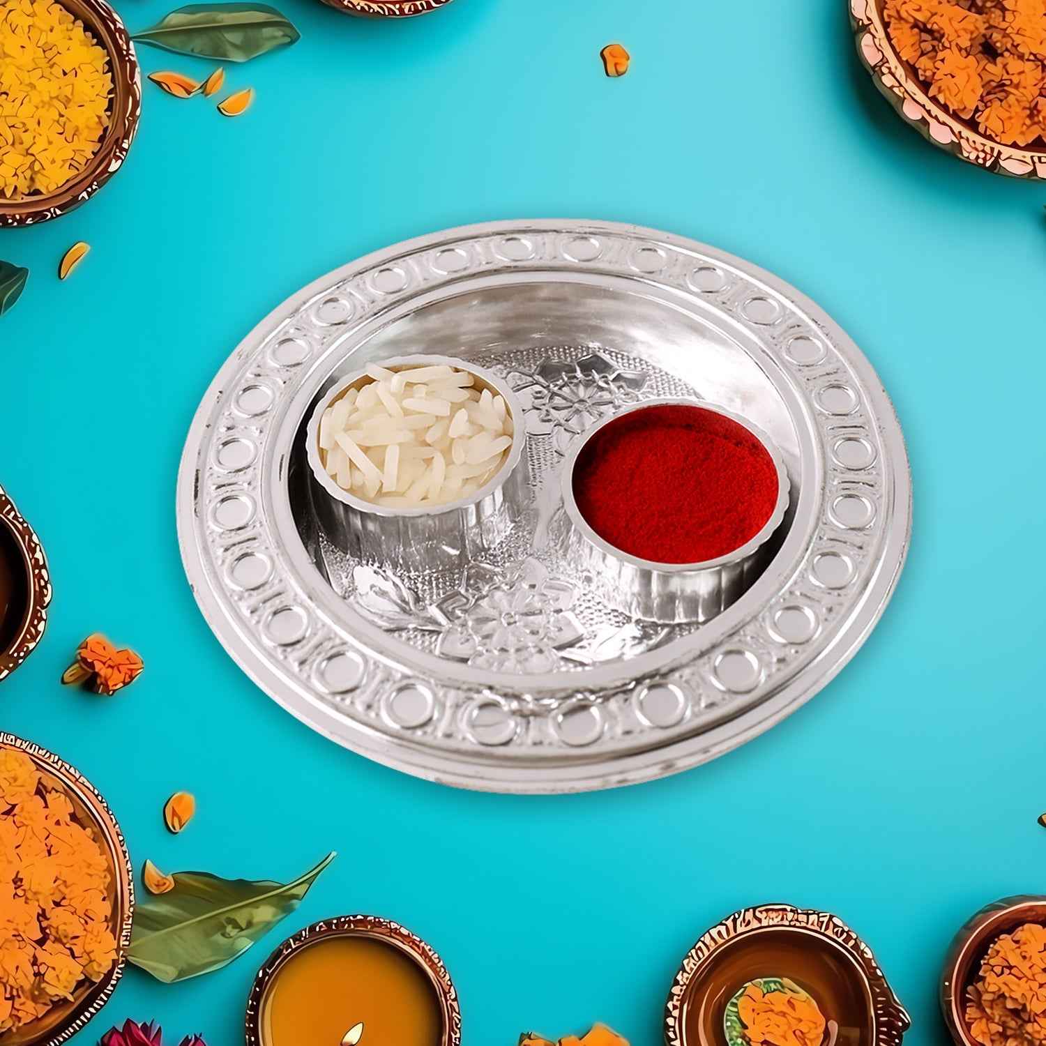 Kumkum Thali Holder – Small Round Puja Plate | Styleva