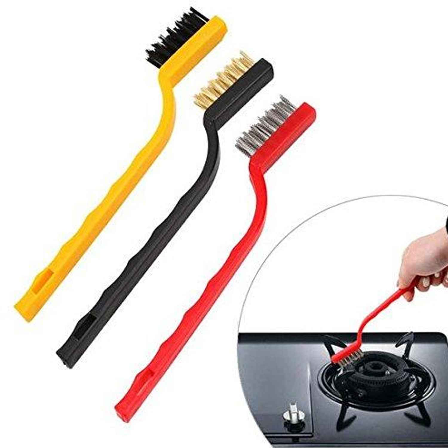 Mini Wire Brush Set – 3 Pc Brass, Nylon, Steel | Velvet Wipe