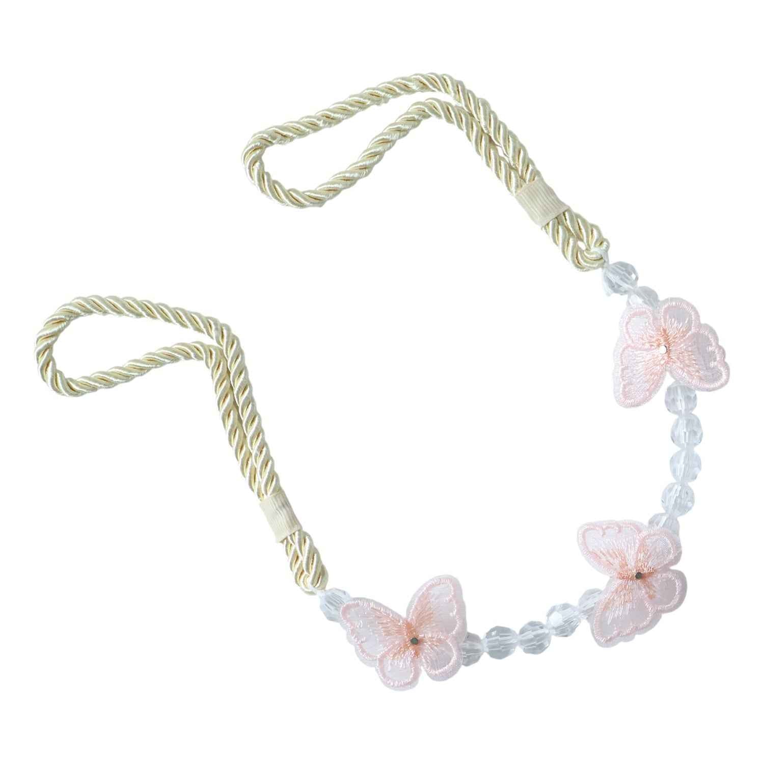 Floral Beaded Curtain Tieback – Elegant Butterfly Design