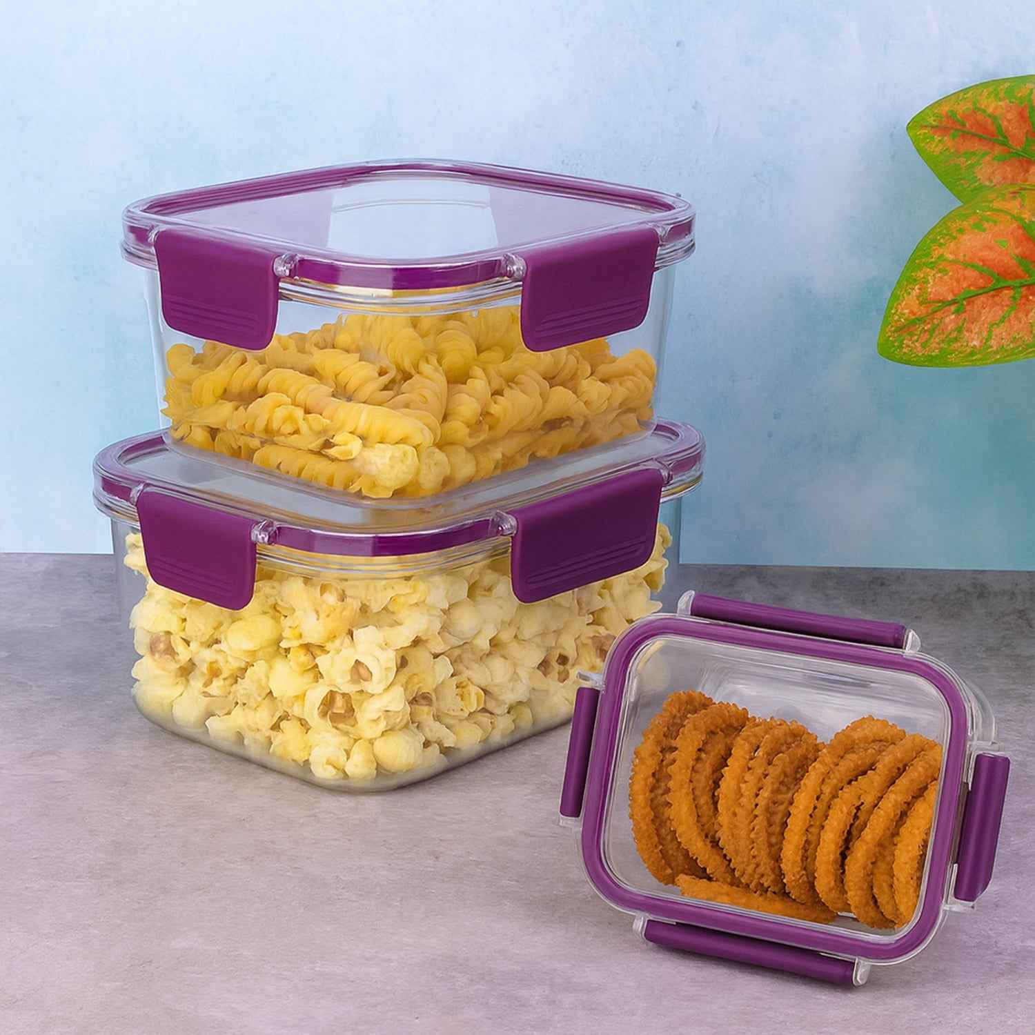 Airtight Square Food Storage Containers – Leakproof 3-Pc Set