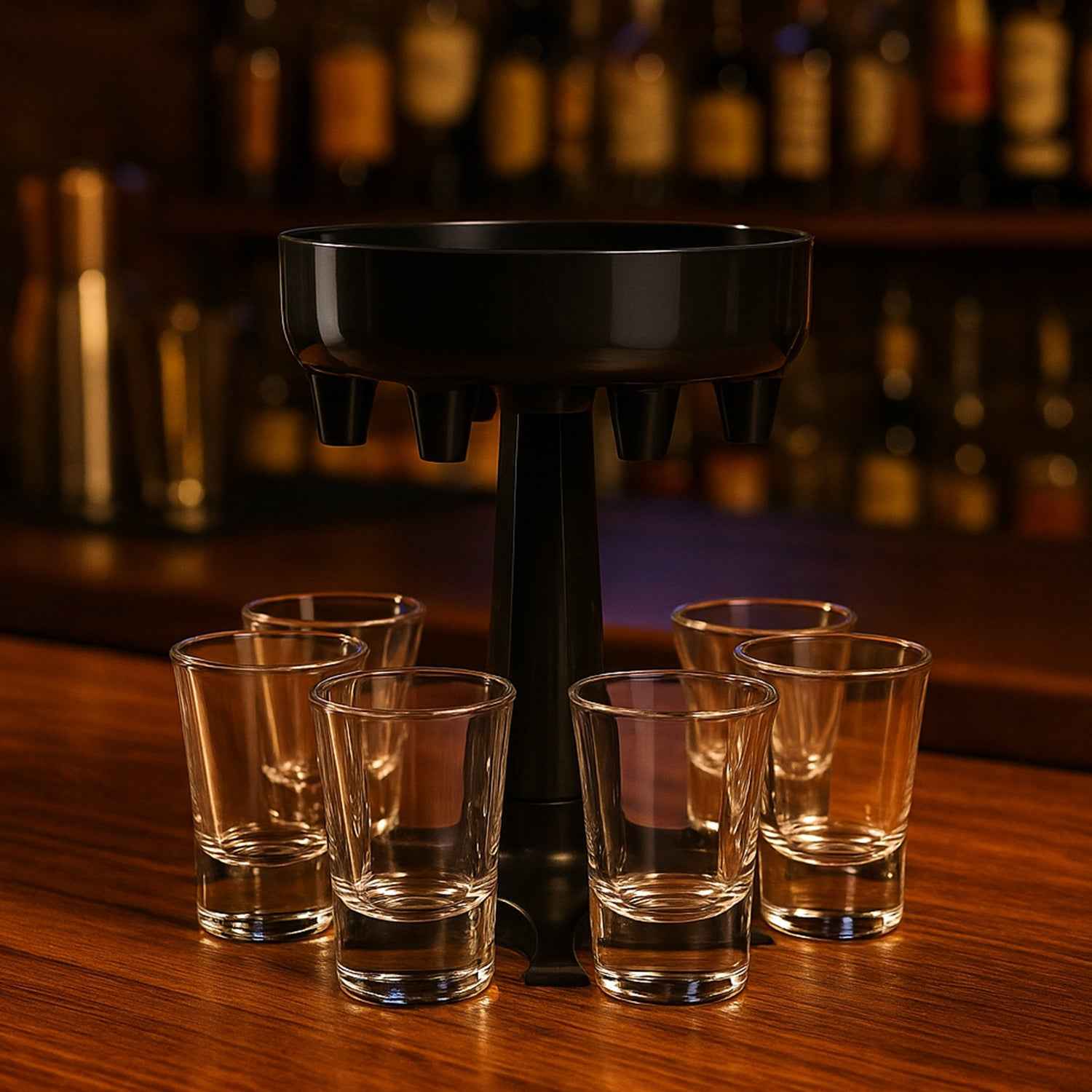 6-Port Drink Dispenser Stand – Even Flow for Party Shots