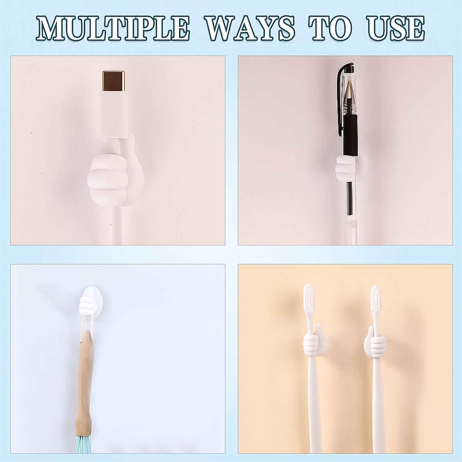 Hand-Shaped Wall Clip – Flexible Silicone Cable & Key Organizer