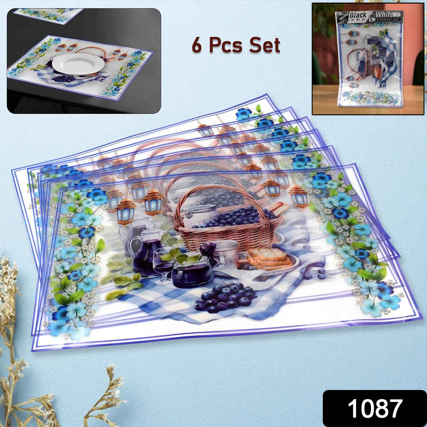 Dining Table Placemats – Heat-Resistant PVC Set of 6 | Tidy Table
