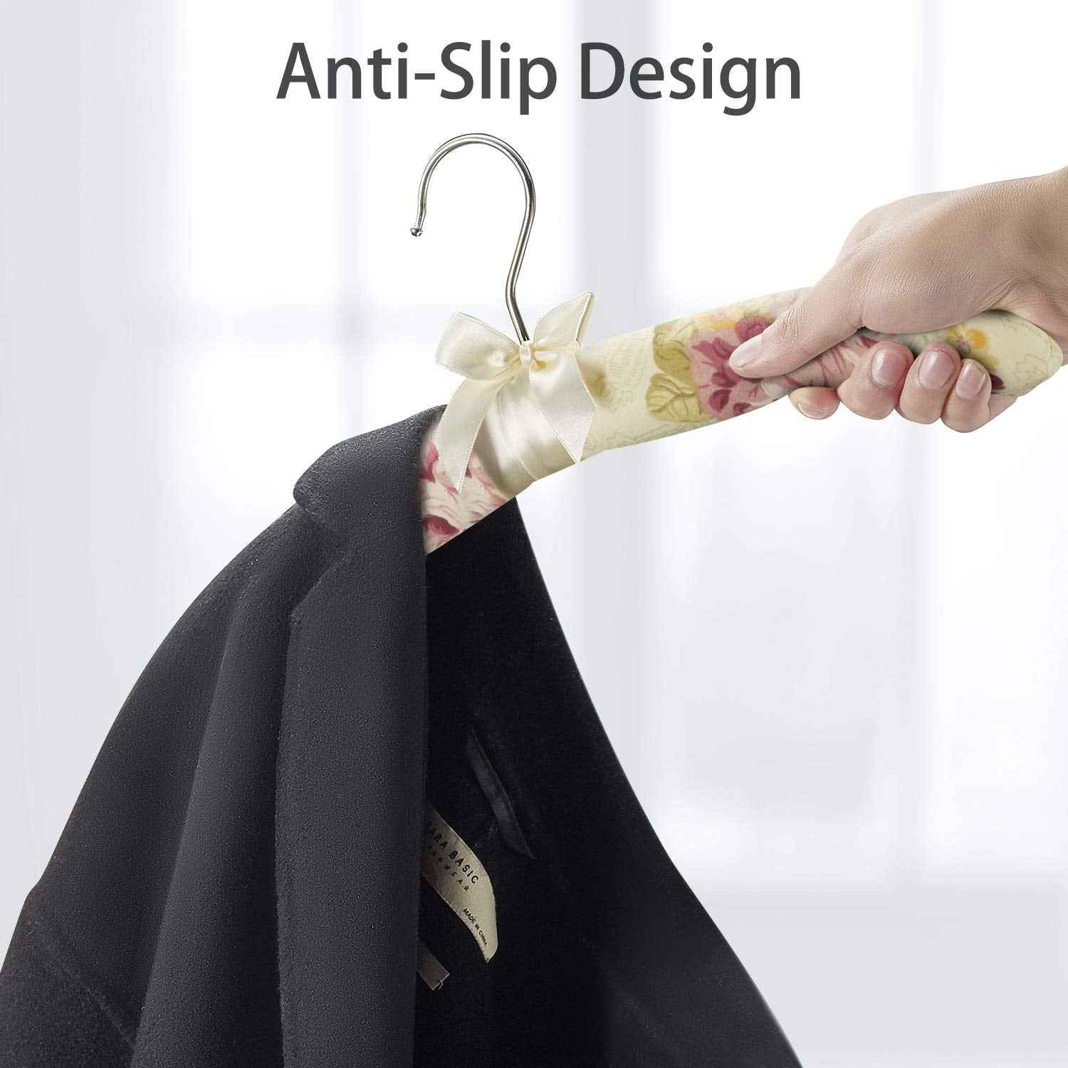 Padded Floral Clothes Hanger – Satin-Cushioned, Non-Slip Support
