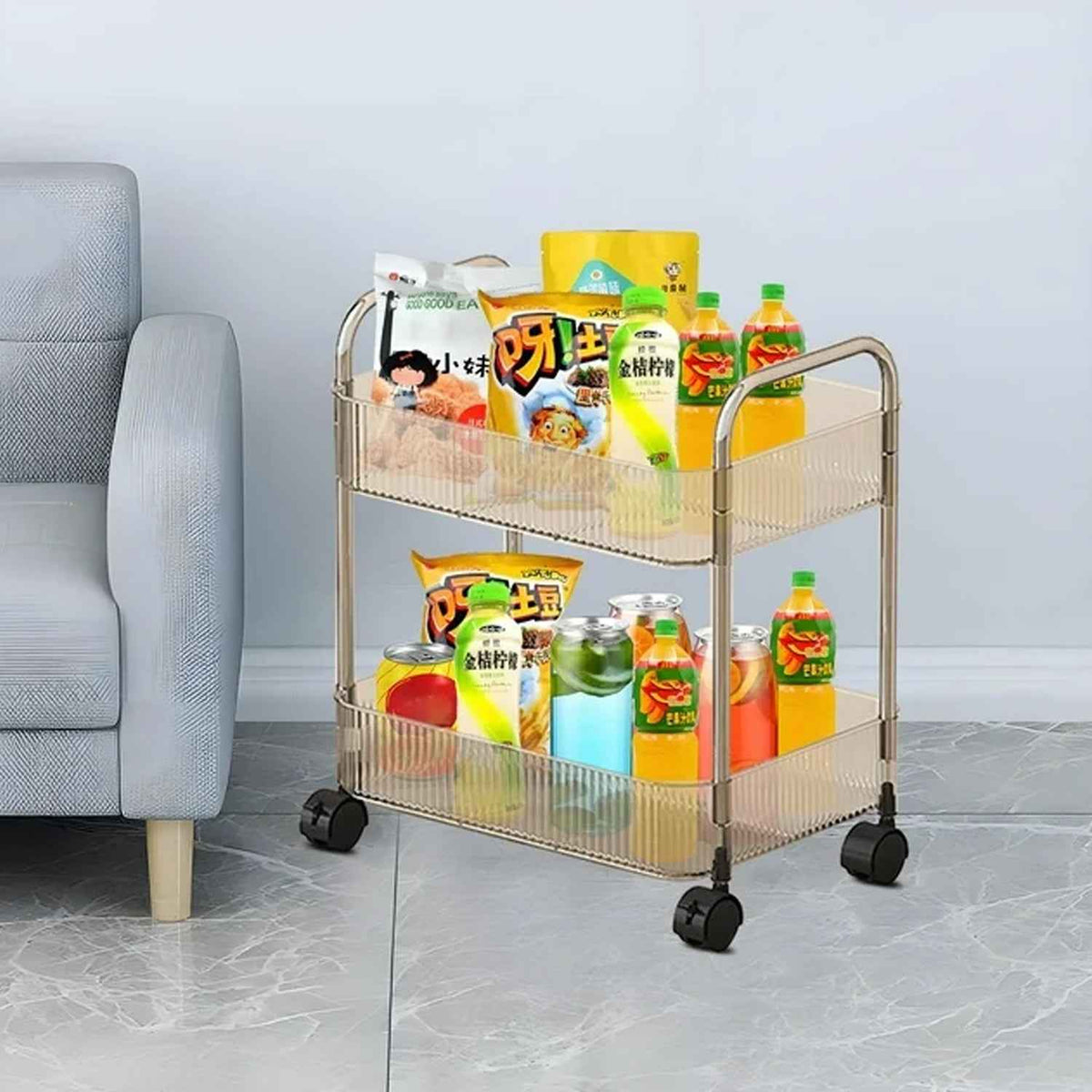 2 Layer Storage Trolley with Wheels – Compact & Movable Organizer