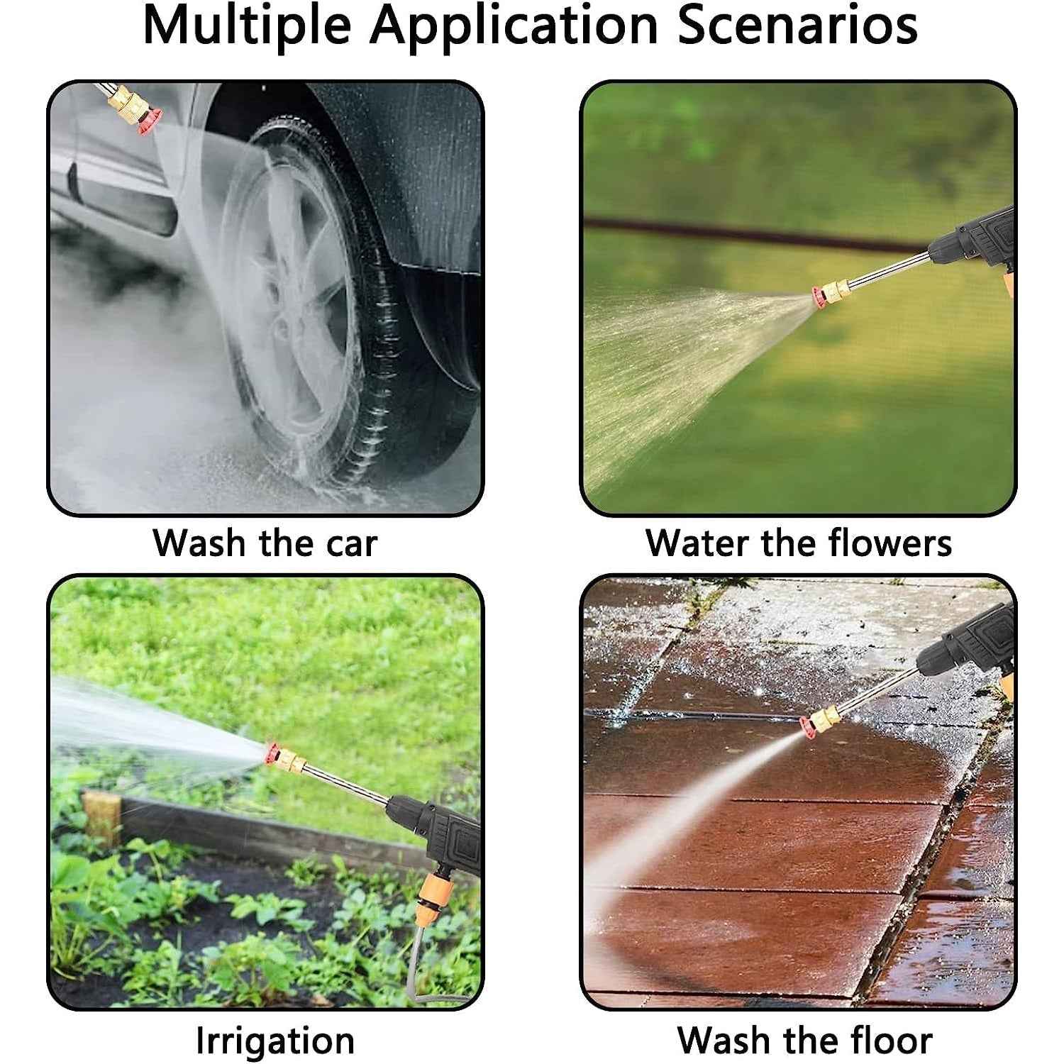 Powerful water spray from the Carivox rechargeable car cleaner.