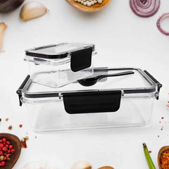 Plastic Kitchen Storage Container Set – Airtight Lock Lid & Spoon