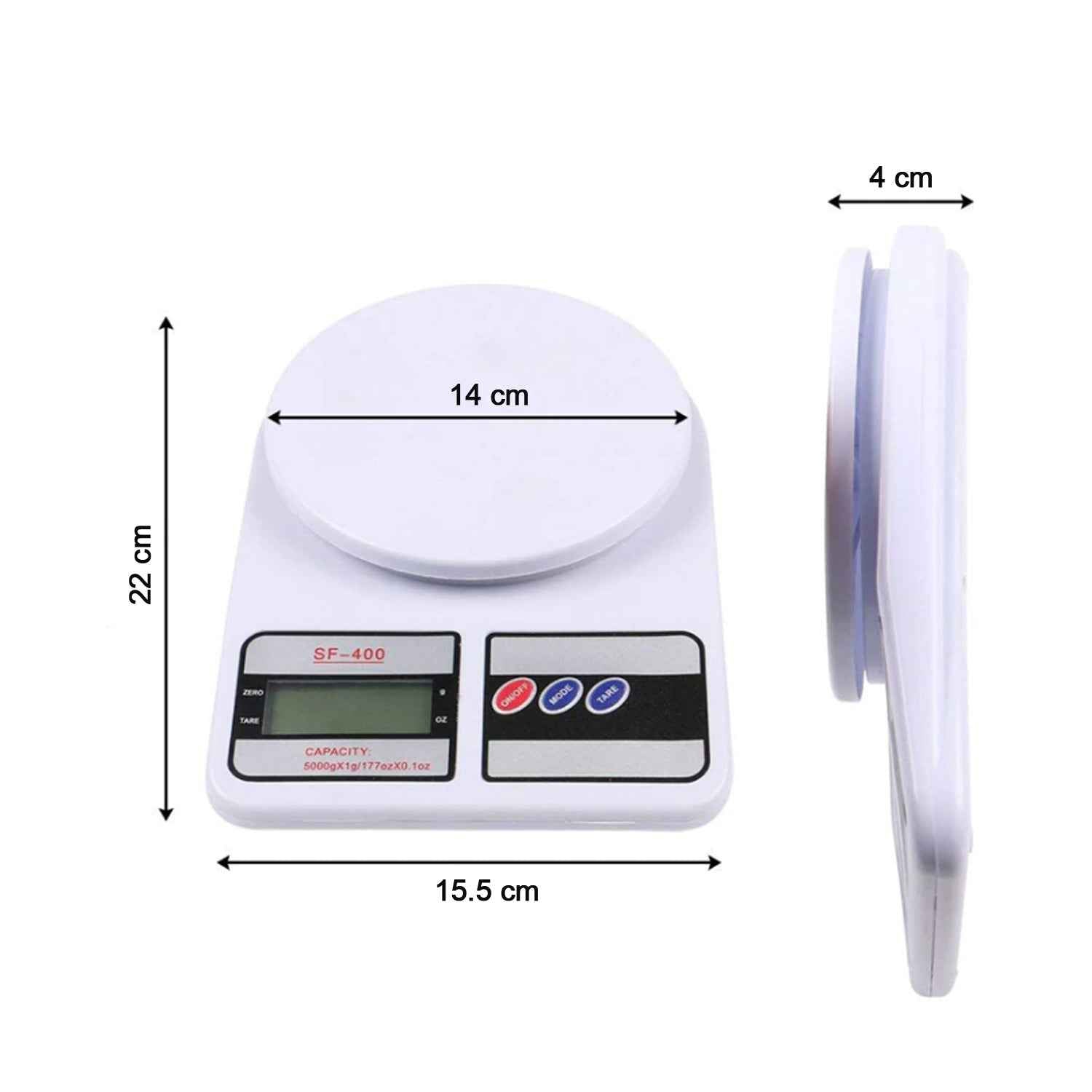 White digital kitchen scale displaying a weight of 0 grams, ready for use.