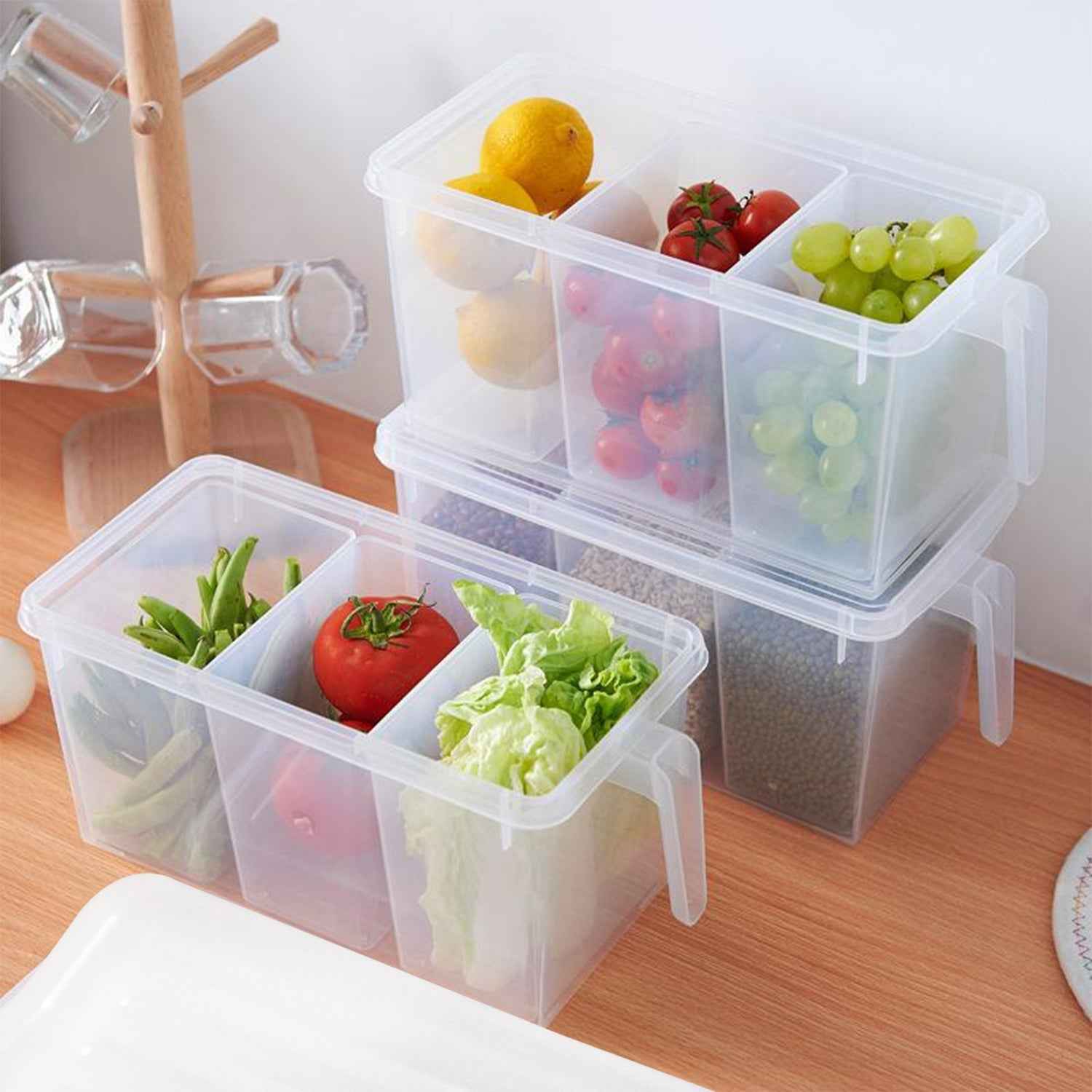Refrigerator Organizer Box – 3 Compartments, Airtight | Lunchie Bunchie
