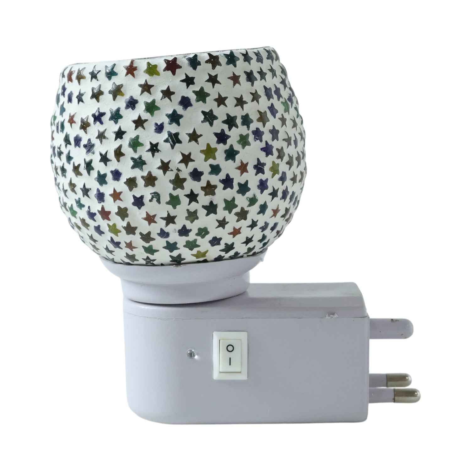 Star Pattern Mosaic Night Lamp – Warm Ambient Plug-In Light