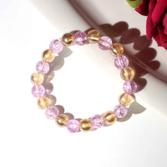 Dual-Tone Crystal Beaded Stretch Bracelet – Elegant & Comfortable