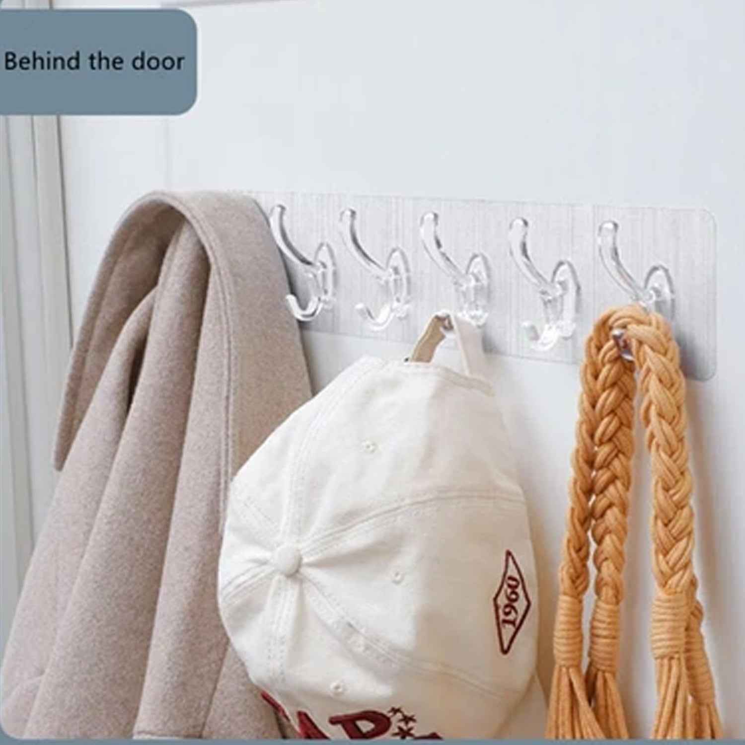 Wall Hook Rail – Heavy Duty 6-Pin Transparent Golden | GlimmerHome