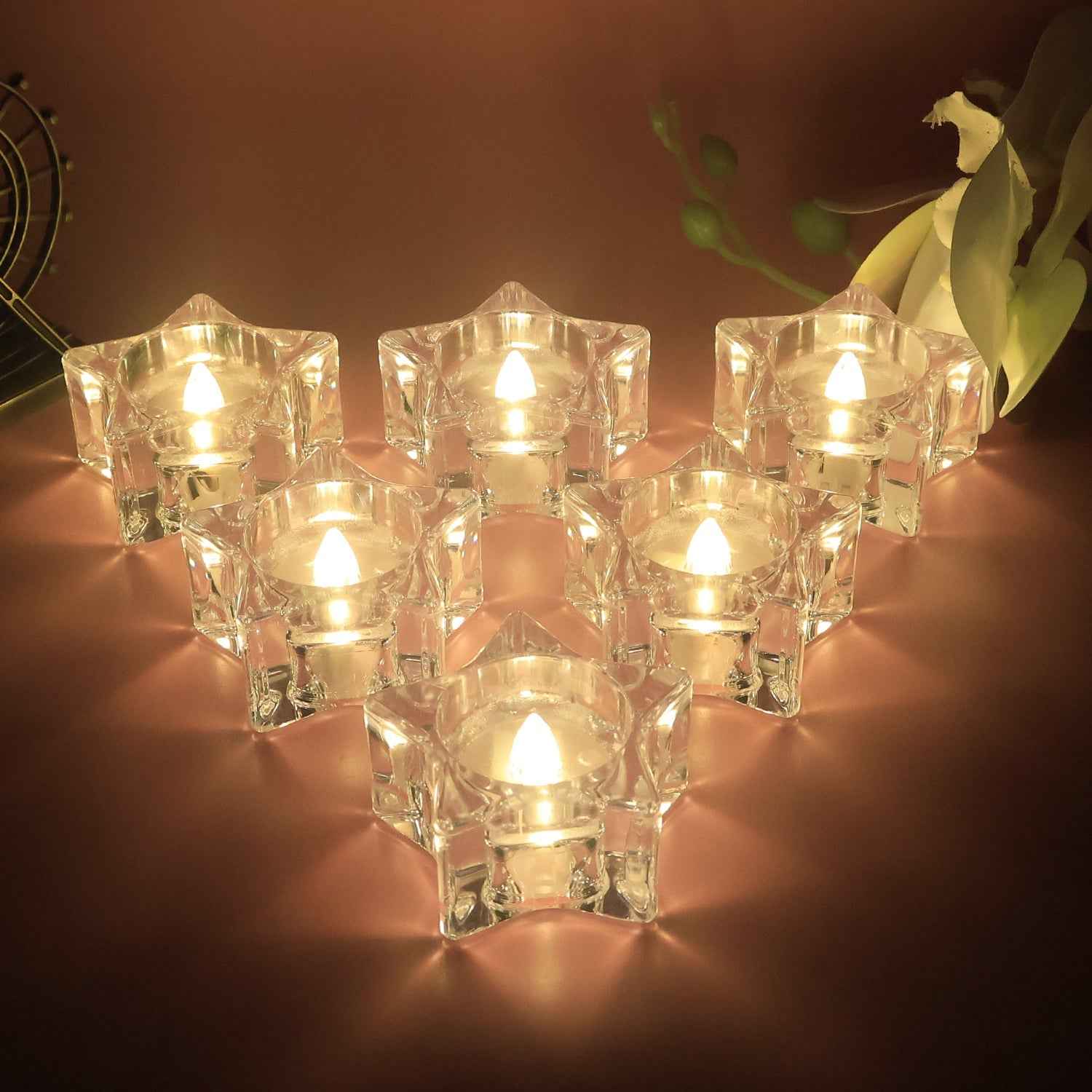 LED Crystal Effect Flameless Candles – Set of 12 Decorative Tealights