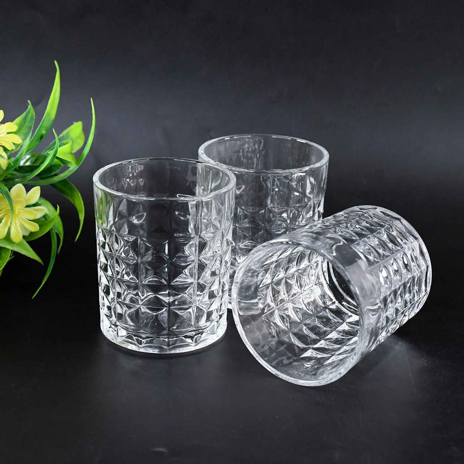 Glass Tumbler Set – Diamond-Cut 6 Pc Elegant Drinking Glasses | Serve Stellar