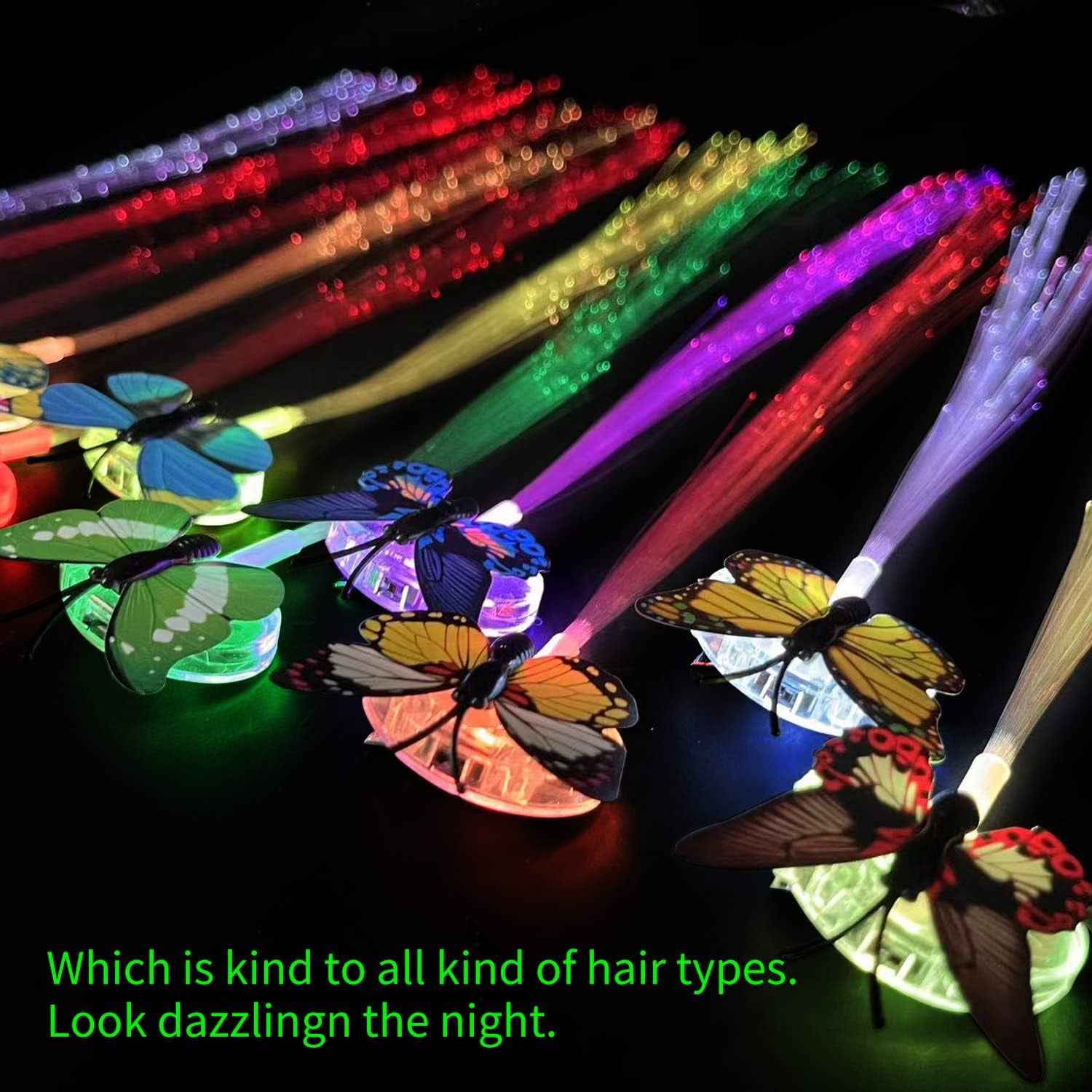 LED Butterfly Hair Braid Clip – Light-Up Party Accessory