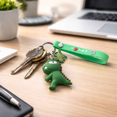 Dinosaur Cartoon Keychain – Durable Silicone Strap Charm