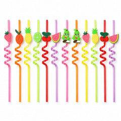 Reusable Plastic Straws – Cartoon Truck Design, 12 Pcs | Siplix