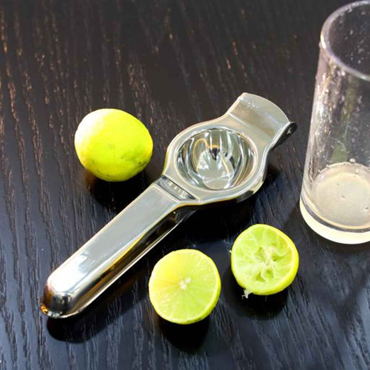 Stainless Steel Lemon Squeezer with an ergonomic handle, perfect for efficient juice extraction.