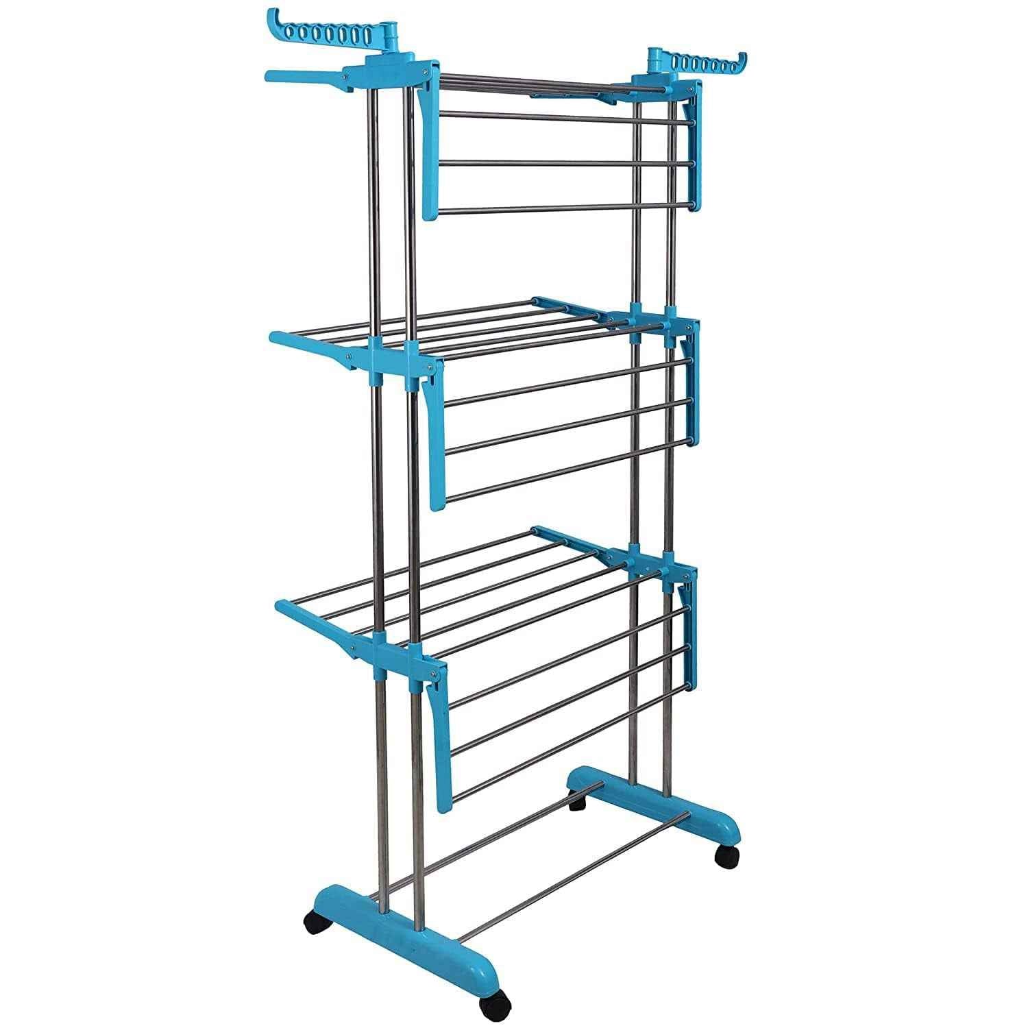 Cloth Drying Stand – 3 Layer Foldable Steel | Organivo