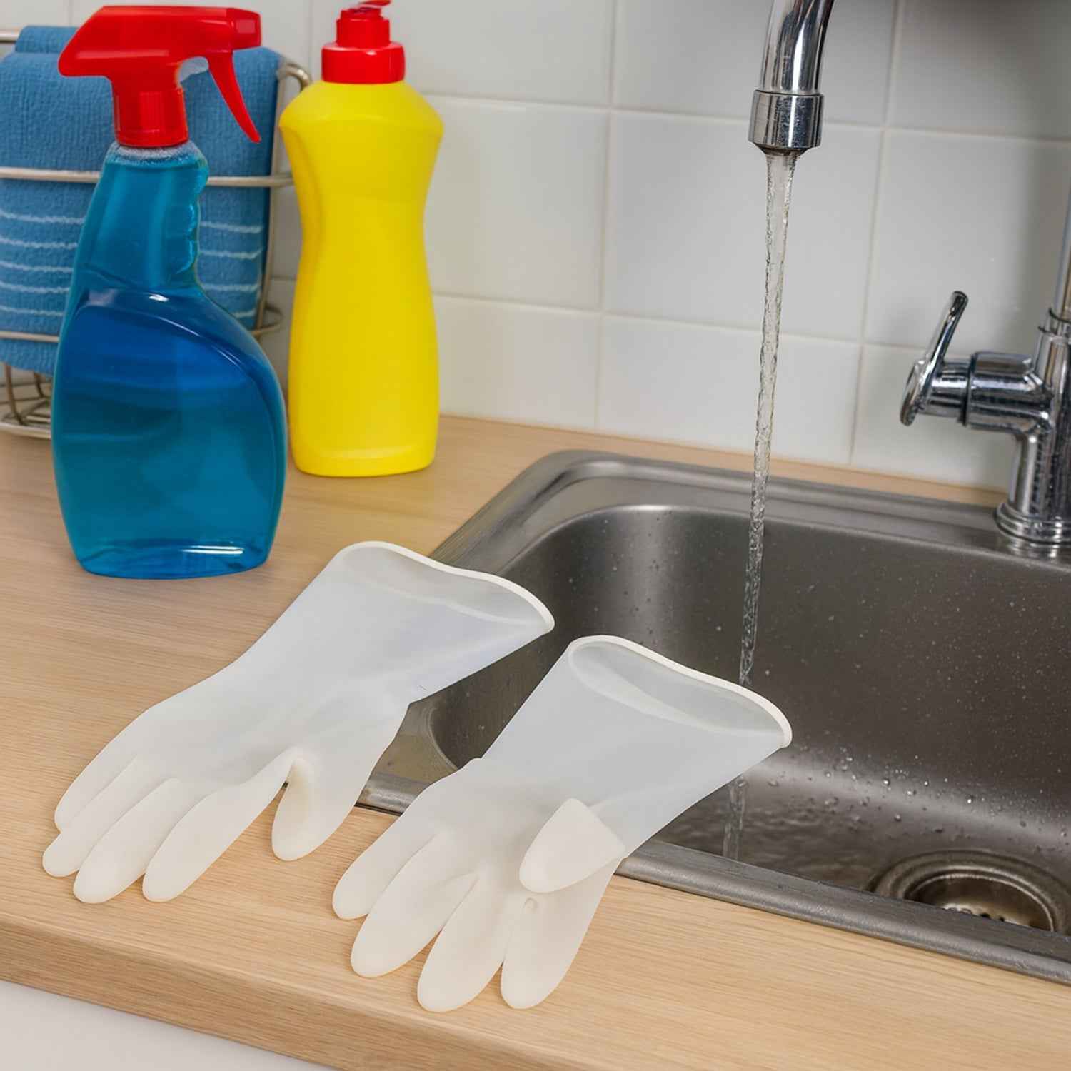 Small Kids Dishwashing Gloves – Soft Reusable Latex Set
