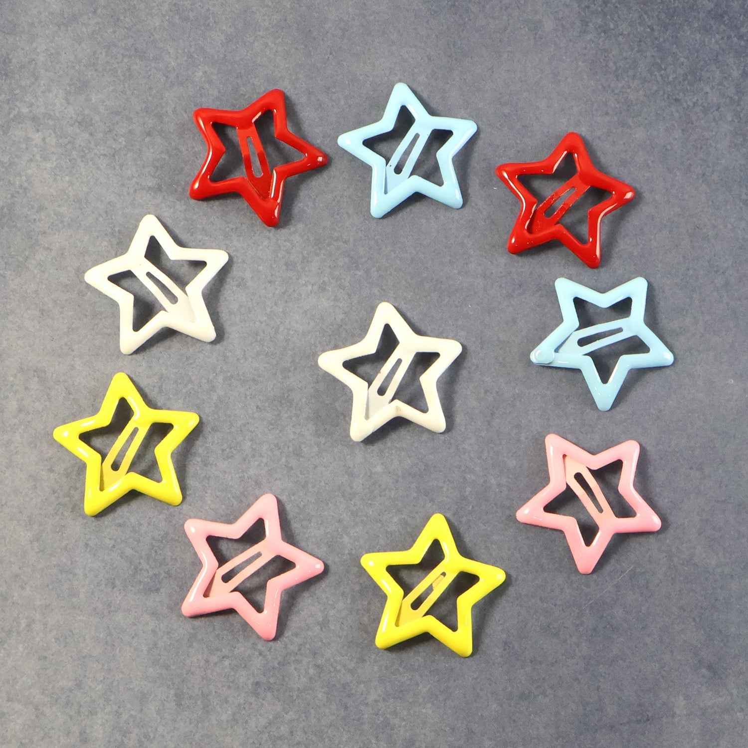 Metal Star Hair Clips – Set of 10 Colorful Barrettes for All Ages