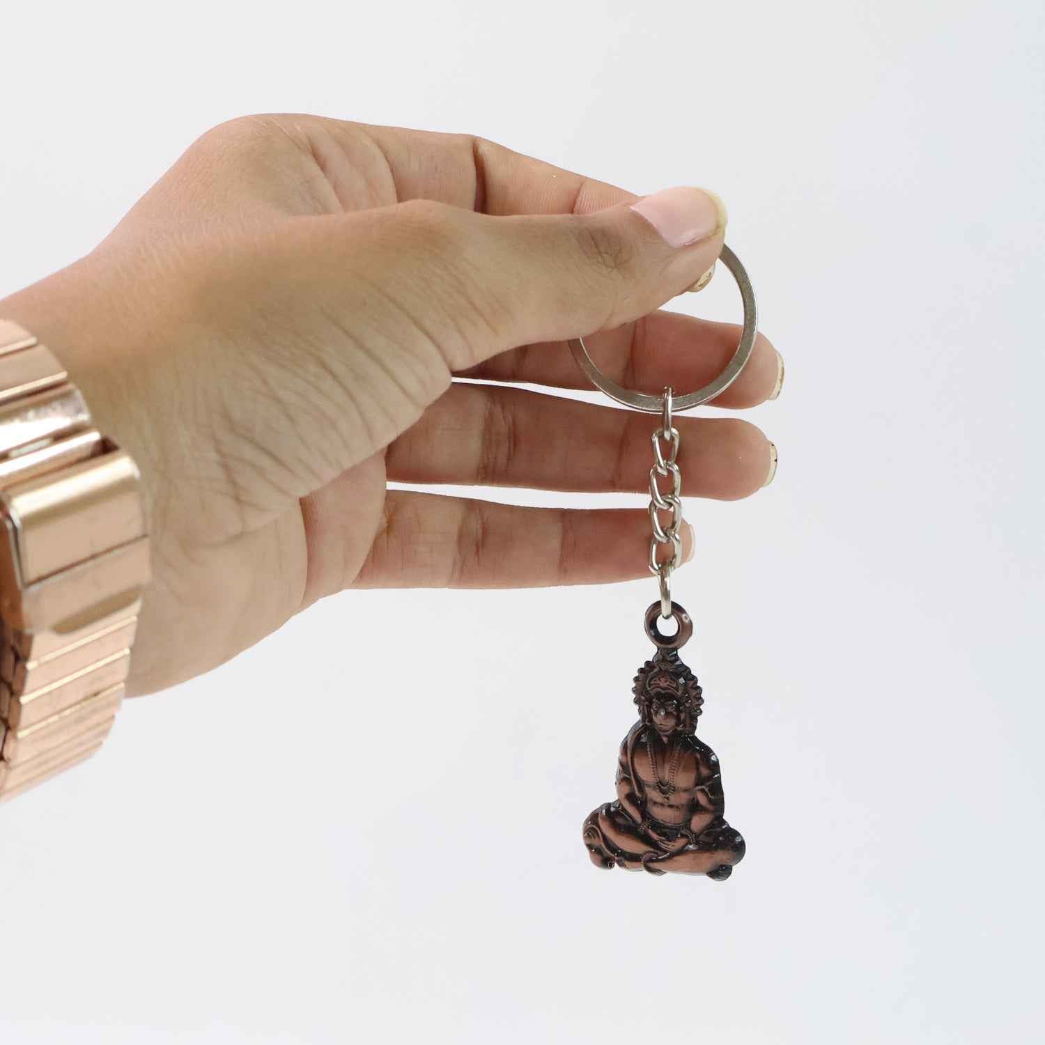 Lord Hanuman Sitting Pose Keychain – Durable Metal Devotional Accessory