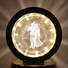 Radhe Krishna Crystal Ball Night Light – 360° Rotating LED Lamp