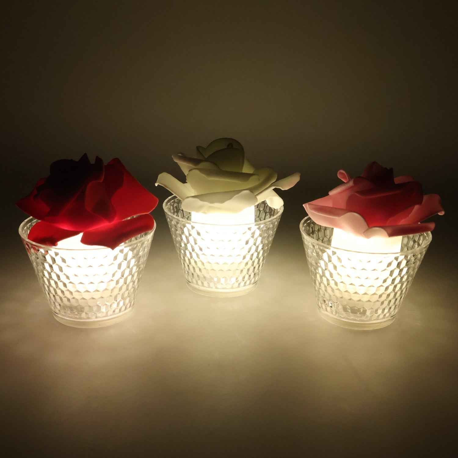 Rose Shaped Flameless LED Candles – Elegant Romantic Decor Set