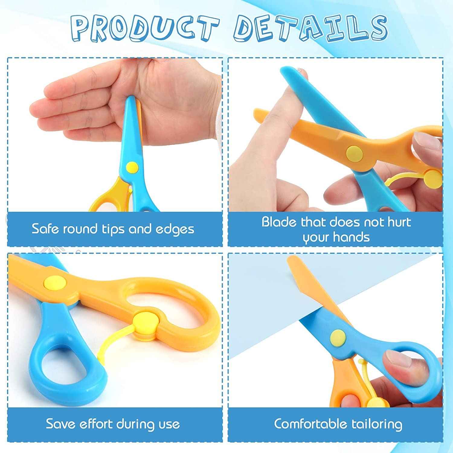 Child-Safe Plastic Safety Scissors – Rounded Tips for Kids' Crafts