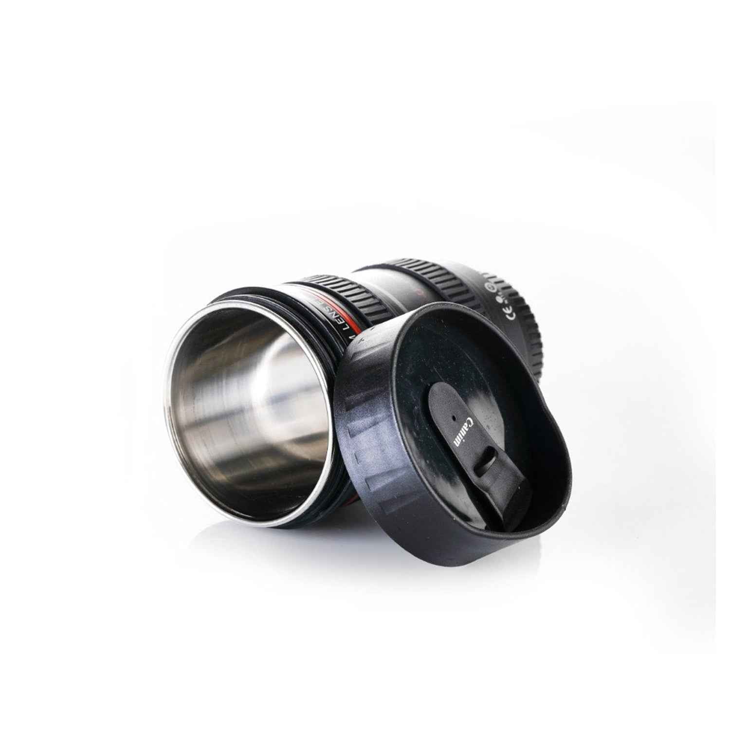 Camera Lens Coffee Mug – 350ml Travel Flask with Lid | Konvex