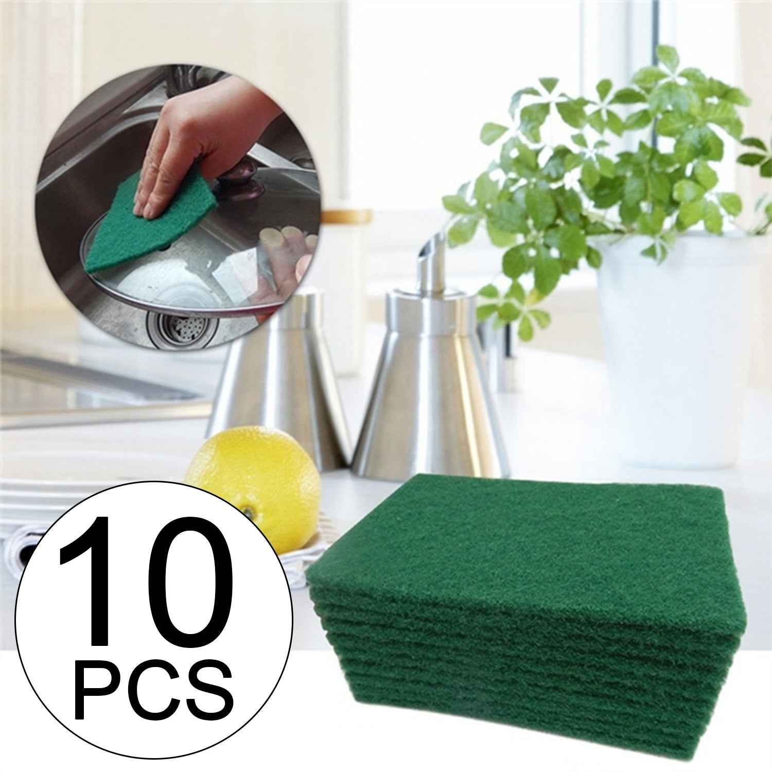 Scrub Sponge Pads – Aqua Green 10PC with Stain Cutter | Velvet Wipe