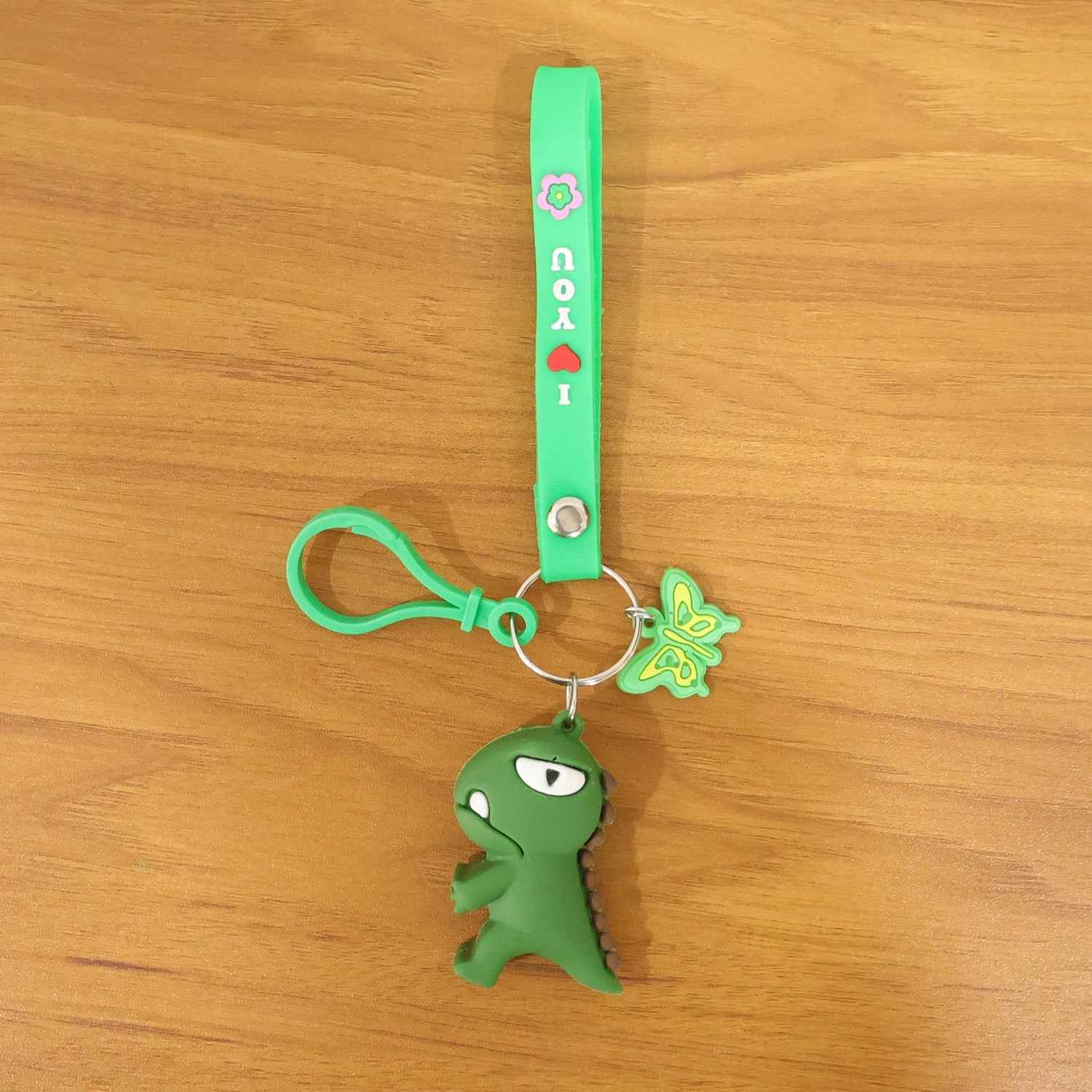 Dinosaur Cartoon Keychain – Durable Silicone Strap Charm