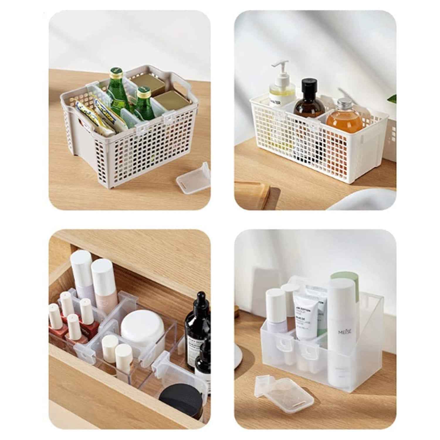Plastic Storage Baskets – 10 Pcs Adjustable Refrigerator Organizer